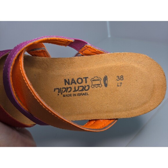 Naot Cork Footbed Slides With Orange, Red & Prple Straps Sz 8 NWOT Comfy - Picture 5 of 6
